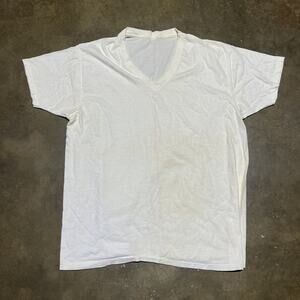 Vintage 70s White Blank V-Neck Shirt
